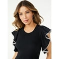 thumbnail image 4 of Sofia Jeans by Sofia Vergara Women's Ruffle Sleeve Cold Shoulder T-Shirt, 4 of 6