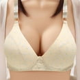 thumbnail image 3 of HVOBTTY Womens Basic Bras, Bras for Women, Women's Non Steel Ring Style Printed Gathered Middle Button Breathable Underwear Daily Bra Beige, XXL, 3 of 4