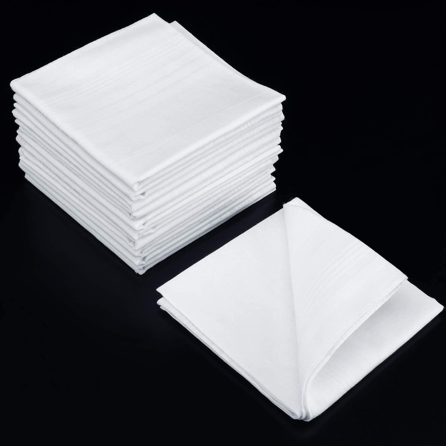18 Pieces Men's Handkerchiefs, Soft Cotton, Classic Men's White Hankie