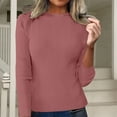 thumbnail image 2 of MIASHUI Chandail-Over Ajusté à Col Rond pour Femmes, Couche de Base à Manches Longues pour Tenues Décontractées et Intelligentes Rouge,G, 2 of 8