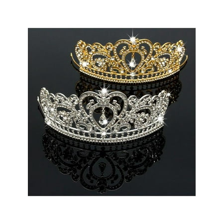 - Bridal Princess Austrian Stunning Crystal Hair Tiara Wedding Crown Veil Headband for Wedding Prom