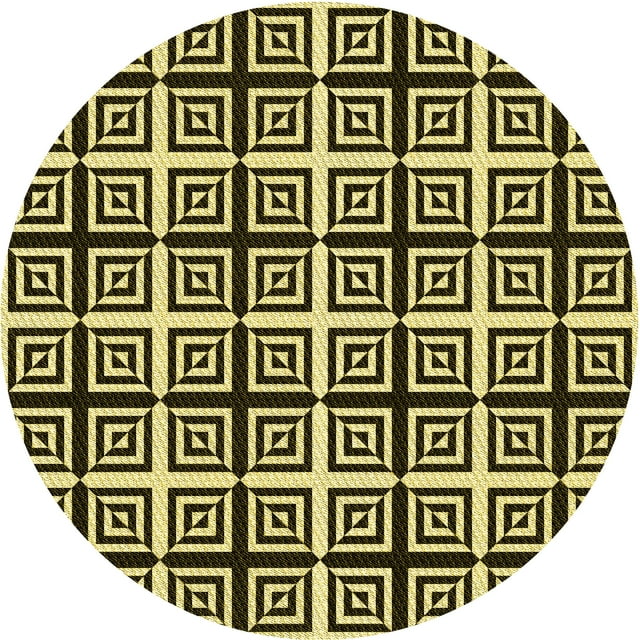 Ahgly Company Tapis d'Intérieur Ronds Transitionnels Noirs et Bruns Lavables à la Machine, 4 Pieds Rond