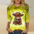 thumbnail image 2 of Staron Vente de Liquidation Hauts d'Été pour Femmes Manches 3/4 Animaux de Dessin Animé Col Rond Tuniques Hauts Chic Décontracté T-Shirts Basiques Hauts Chemisiers Chic Décontracté, 2 of 5
