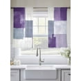 thumbnail image 5 of Abstract Purple Sheer Curtains 45 inches Long 2 Panels Set Gray Mottled Graffiti Color Block Modern Art Tiers Sheers Rod Pocket Small Window Short Curtains for Kitchen Cafe, Each 52" W x 45" L, 5 of 7