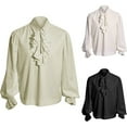 thumbnail image 5 of Mens Medieval Renaissance Steampunk Ruffle Collar Blouse Pirate Vampire Shirt, 5 of 7