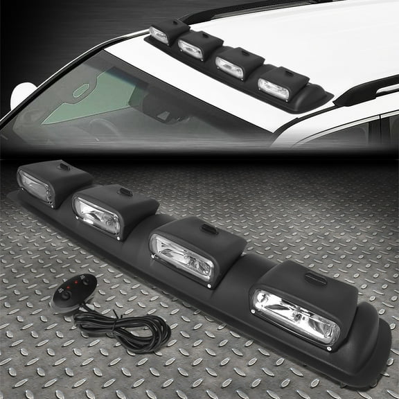 UNIVERSAL OFF-ROAD BLACK FRAME CLEAR ROOF MOUNTED FOG LIGHT SWITCH HARNESS KIT