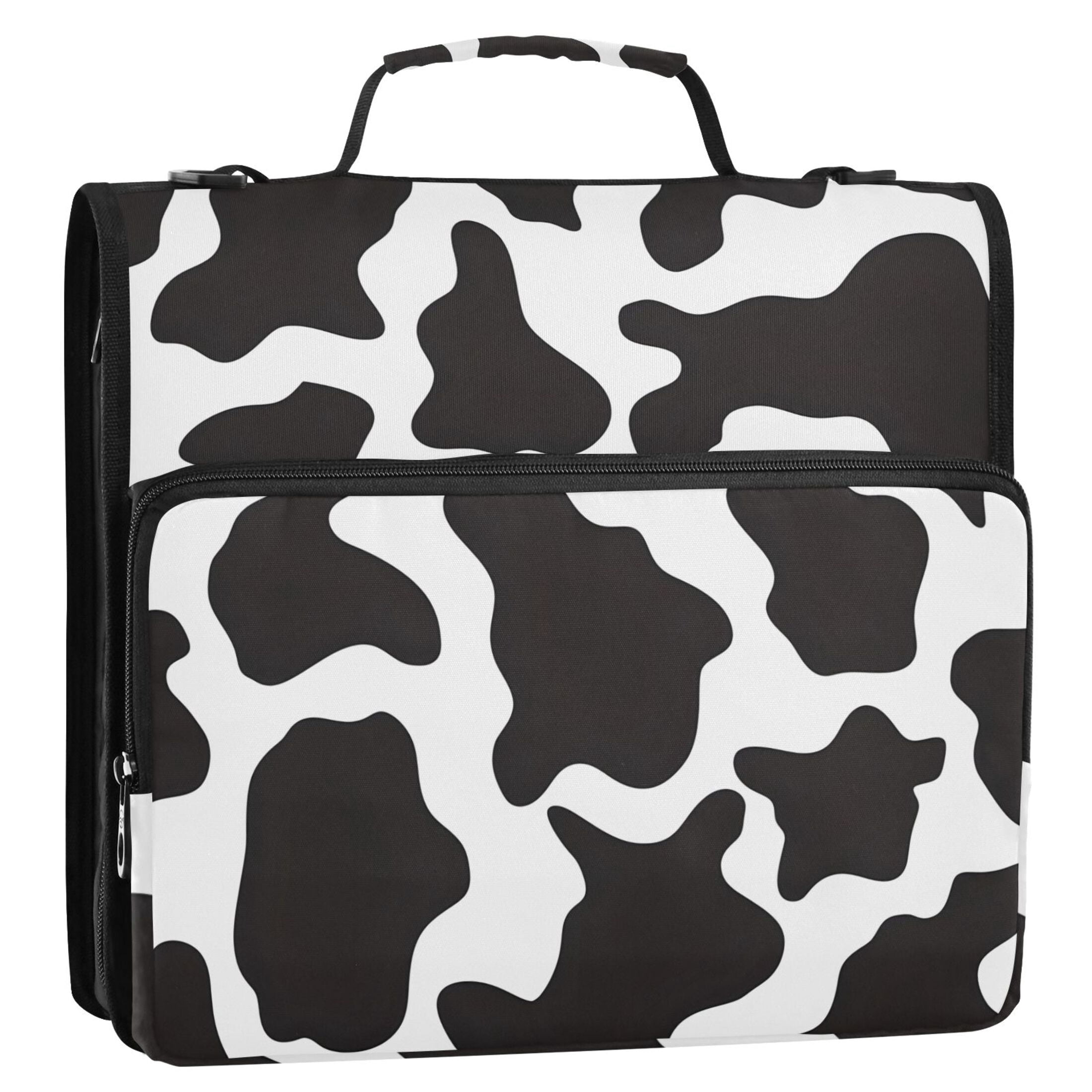 ALAZA Zipper Binder Cow Print 3 Ring Trapper Keeper File Folder Organizer Bag
