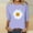Purple, variant on POTETI Shirts for Women Flowers Winter Casual Printed T-shirt 3/4 Sleeves Blouse Round Neck Casual Orange Blouse for Juniors