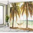 thumbnail image 4 of JOOCAR Beach Shower Curtain, Seascape with Hammock and Palm Trees on Shore Tropical Beach Setting Sun,with Hooks,72x72 inch Brown Green, 4 of 6