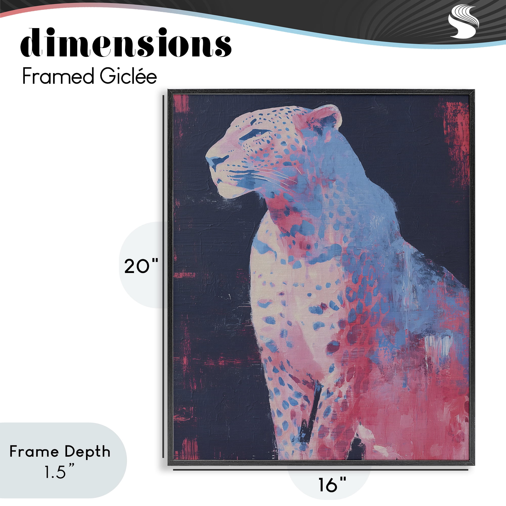 Stupell Industries Predator Pride Leopard Black Framed Giclee Art, design by Svetlana Aleynikova