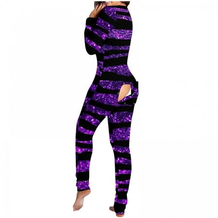 

Soft Pajamas For Womens Jumpsuit Clearance Hot Sale Womens Onesie Flap Pajamas Print Sexy Butt Flap Sleepwear Cute Button Collar Rompers Nightwear Jumpsuit