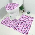 thumbnail image 2 of Pink Butterfly Purple Wing Pattern Bathroom Rugs Sets 3 Piece,Toilet Cover Set,Absorbent Non Slip Bathroom Mats Sets with U-Shaped Contour Rug Toilet Rug Set, 2 of 5