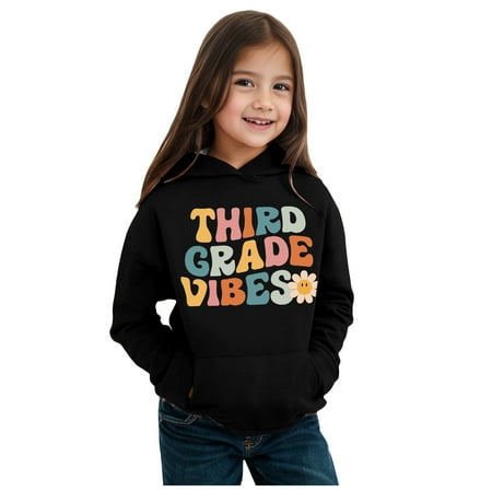 

Toddler Girls Graphic Hoodie Fall Winter Hooded Long Sleeved Pullover Sweatshirt Top