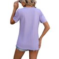 thumbnail image 3 of Avamo Hauts pour Femmes Ourlet Asymétrique Blouse Col Rond T-Shirt Doux Tunique de Travail Violet TG, 3 of 4