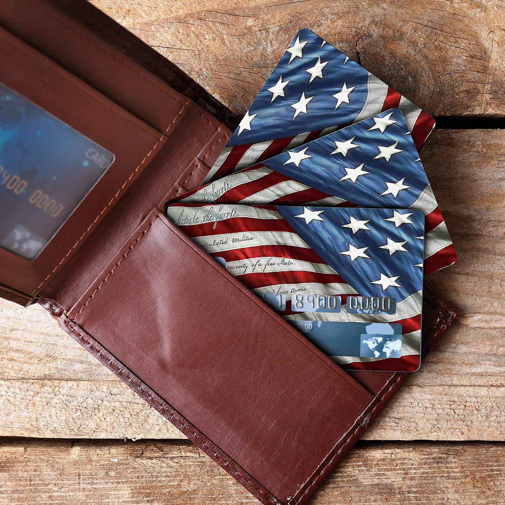 American Flag Credit Card Stickers, Vinyl Decals 4 Pack