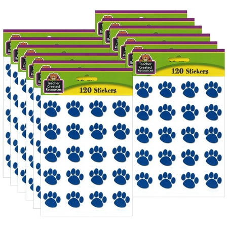 UPC: 0194629035601 | Teacher Created Resources Blue Paw Prints Stickers 1 Square 120 Per Pack 12 Packs