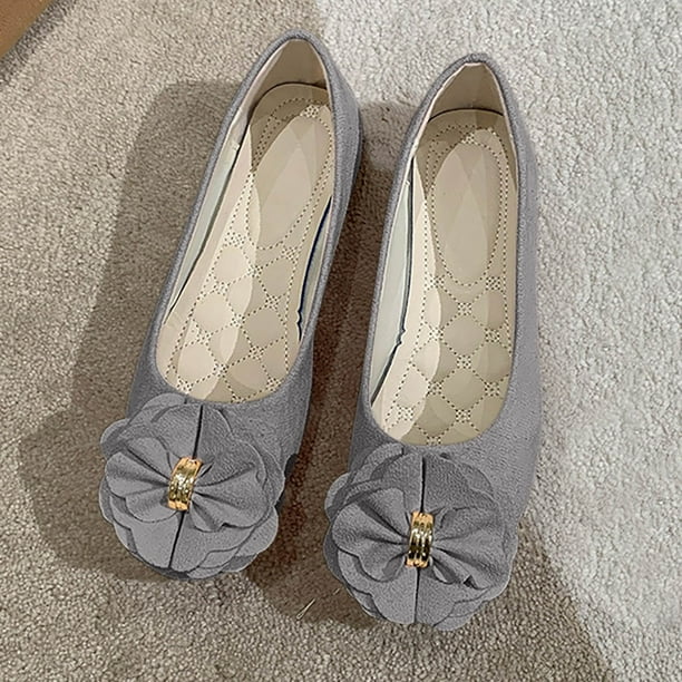 Xucatan Women's Bow Floral Design Slip-On Loafers, Floral Print Ballet Shoes for Women, Comfortable Round Toe Casual Work Shoes Gift