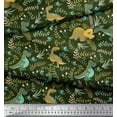 thumbnail image 3 of Soimoi Green Heavy Satin Fabric Dinosaur & Leaves Print Fabric by the Yard 54 Inch Wide, 3 of 3