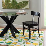 Powell Augusta Wood X-Base Dining Table with Glass Top, Black