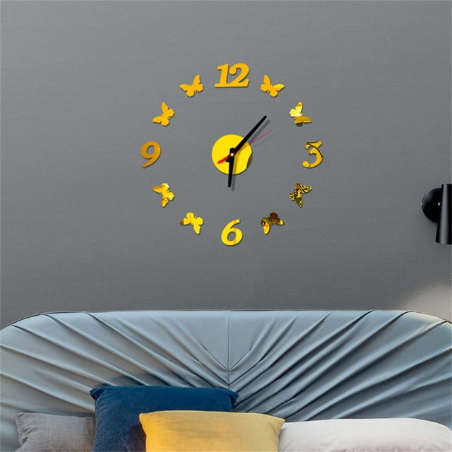 Dvkptbk Clocks DIY Wall Clock Mirror Surface Sticker Home Office Decor Clock Home Decor on Clearance