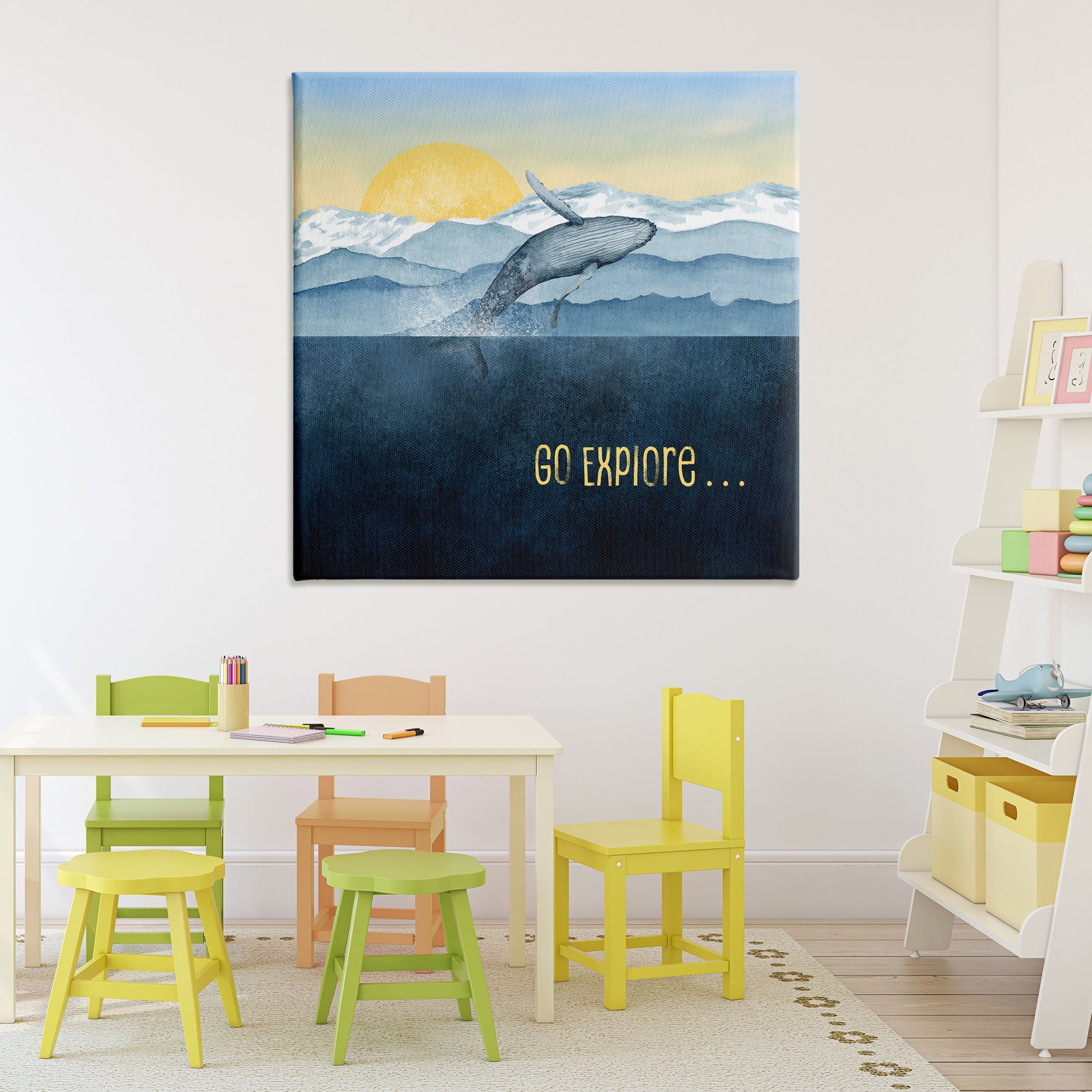 Go Explore Whale Breach Canvas Wall Art, design by Brett Blumenthal