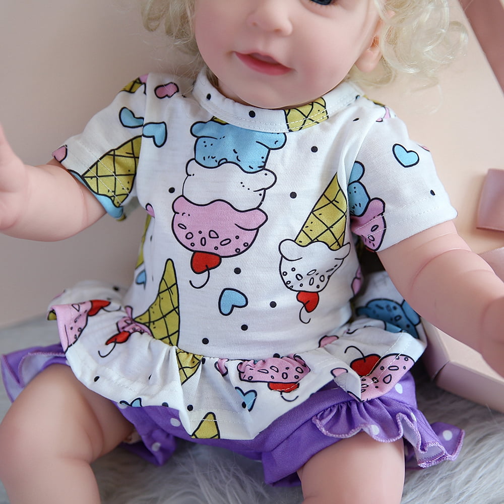 Reborn Baby Dolls 22'' Blond White Skin Soft Body Silicone Limbs Smiling Baby Dolls Christmas Birthday Gift Set for Toddlers