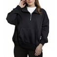 thumbnail image 3 of Womens Sweatshirts Quarter Zip Cropped Pullover Y2k Fleece Fall Fashion Tops Outfits, 3 of 5