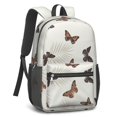 thumbnail image 2 of Beige Leaf Butterfly Pattern 17" Waterproof Oxford School Backpacks for Teens, S-Shape Padded Straps, for School, Travel, Hiking, Camping, 2 of 5