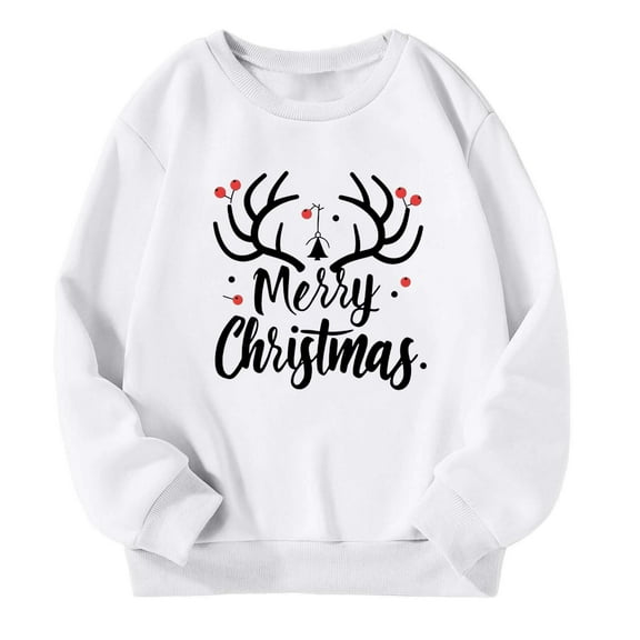 Boys Christmas Sweatshirt Letter Sweatshirts Long Sleeve Pullover Christmas Crewneck Christmas Style 5-6 Years