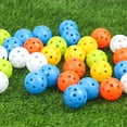 thumbnail image 2 of 50 Pack Plastic Golf Balls Practice Limited Flight Golf Training Ball Hollow Swing Practice Indoor Golf Balls with Mesh Drawstring Bag for Backyard Driving Range or Outdoor, 2 of 7