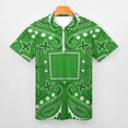 thumbnail image 3 of Green Paisley Bandana Pattern Men Zipper T-shirt Summer Casual Short Sleeve T-shirt Top, 3 of 7