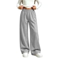 thumbnail image 5 of LIBRCLO Kids Girls Sweatpants Elastic Waist Wide Leg Pants Fleece Baggy Sweatpants Size 9-10 Years, 5 of 6