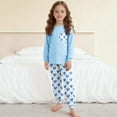 thumbnail image 4 of FAWUUDO Kids Boys Girls 5-14 Years Long Sleeve Top With Pants Set Heart Print Pocket Detail Casual Two Piece Outfit Loungewear Light Blue 7-8 Years, 4 of 9