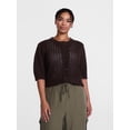 thumbnail image 2 of Scenario Women's and Women's Plus Crewneck Cardigan with Short Sleeves, Lightweight, Sizes XS-4X, 2 of 6