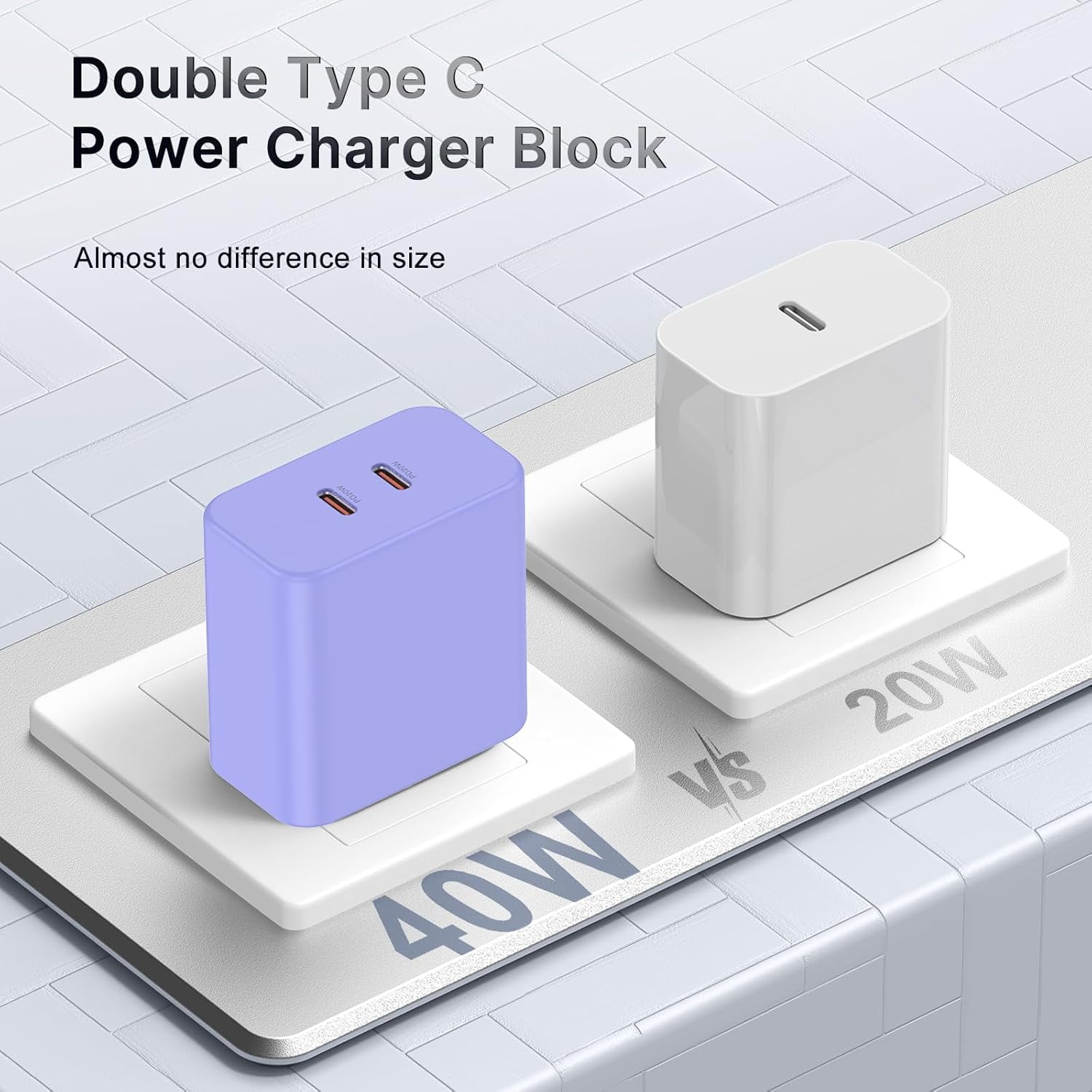 Unbranded 40W Dual USB C Charger Block,2-Port Fast USB-C Power Adapter Wall Charger Plug Type C Charging Block for Laptop Computer & Tablets/Phones iPhone 15/14/13/12/11/X, iPad,Samsung,Google 2 Pack