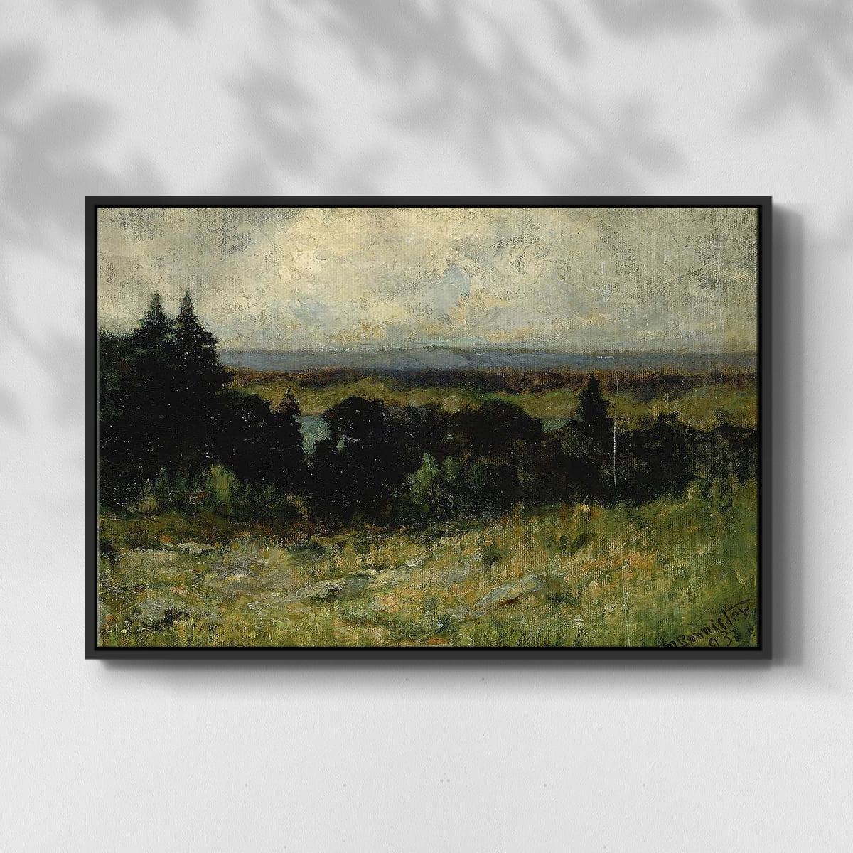 Vintage Landscape-MIII By Wexford Home Framed in Black Wood Gallery Wrapped Canvas 27 in. x 41 in.