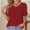 Wine Red, variant on Women's V Neck T Shirts Casual Rolled Short Sleeve Side Split Summer Tops Loose Fit