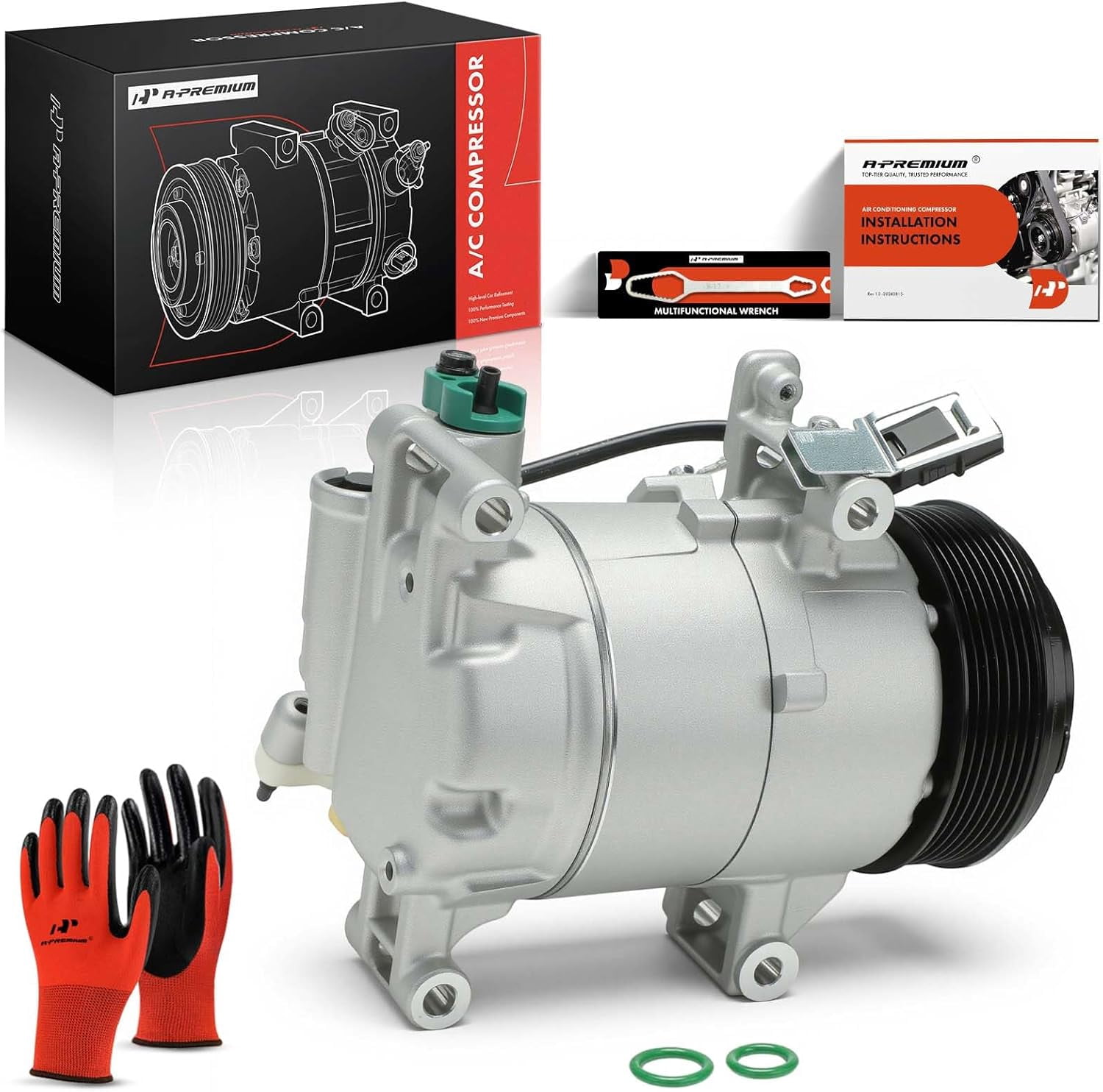 A-Premium A/C AC Compressor with Clutch Compatible with Honda Civic 2016-2020 L4 2.0L, Replace# 198276, 388105BAA01