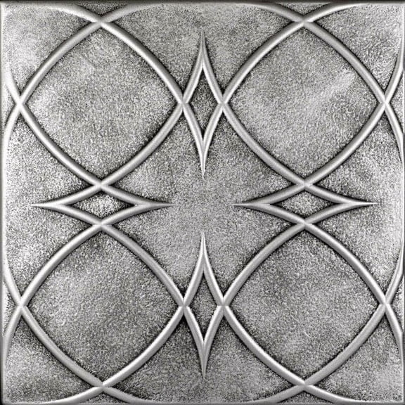 R82 - Circles And Stars Foam Glue-up Ceiling Tile in Antique Silver (129.6 Sq.ft / Pack) - 48 Pieces