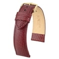 thumbnail image 3 of Hirsch Rainbow Lizard Embossed Grain Leather Watch Strap - Burgundy - M - 20mm - Shiny Gold Buckle - Bonded Leather Band, 3 of 8