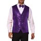 thumbnail image 1 of Chaleco sin mangas brillante de lentejuelas INSPIRE CHIC para hombre, corte slim fit, cuello en V, fiesta disco, lazo morado, 1 of 5