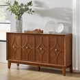 thumbnail image 2 of 4 Doors Storage Sideboard Mid-century Wooden Buffet Cabinet with Adjustable Shelves Walnut, 2 of 7