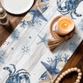 thumbnail image 3 of Blue Crab Coastal Table Runner 70 Inches, Beach Starfish Nautical Coral Retro Bed Runner Dresser Scarves Tabletop for Indoor Outdoor Parties/Ceremony/Banquet, 13" x 70", 3 of 9