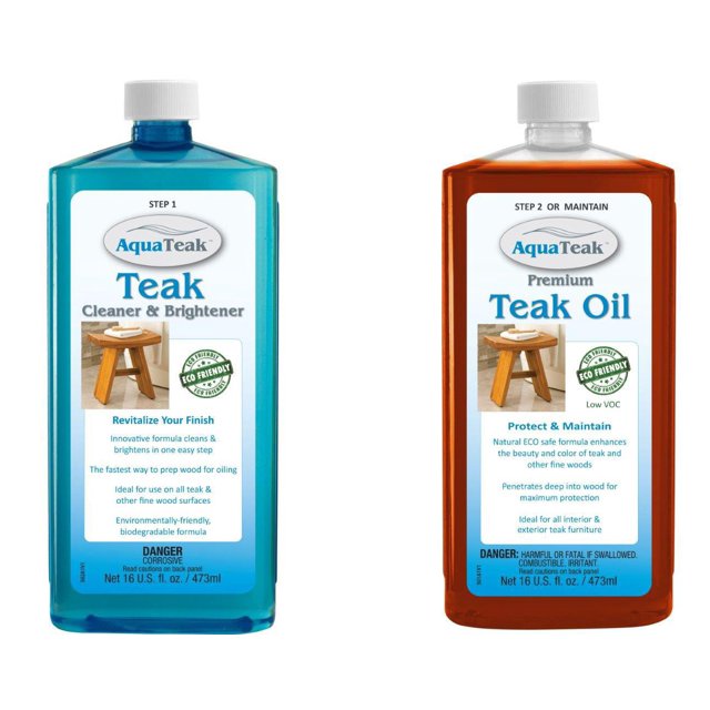 Kit de cuidado de teca AquaTeak Limpiador y abrillantador con aceite y aceite de teca
