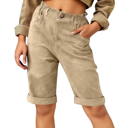 HAYIMI Children Knee Length Shorts Fashionable Casual Solid Color Holiday Trousers