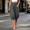 thumbnail image 5 of Lenpel Womens Capri Pants Fashion Casual High Waist Cropped Harem Pants with Pockets Lightweight Comfy Capris Slacks, 5 of 7