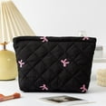 thumbnail image 3 of Bow Embroidered Dumpling Makeup Bag for Cosmetic Storage and Fashionable Toilet Organization, 3 of 7