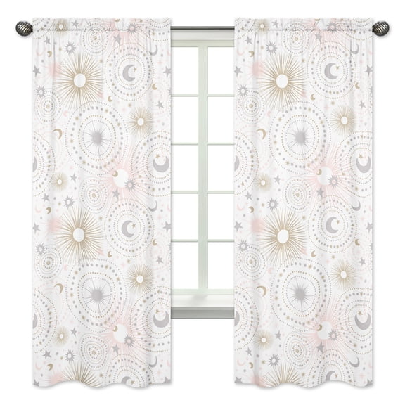 Celestial Star and Moon Semi-Sheer Rod Pocket Window Curtains by Sweet Jojo Designs