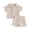 Beige, variant on Toddler Boy Outfits 2 Piece Double Layer Gauze Solid Print Lapel Short Sleeve Shirt And Shorts Casual Boys' Clothing Sets