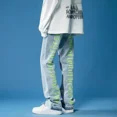 thumbnail image 2 of Pantalones vaqueros masculinos, pantalones de hip hop con estampado, vaqueros rectos para hombre, letras, primavera, otoño, XS, verano 2024, moda, sueltos, retro, 2 of 4